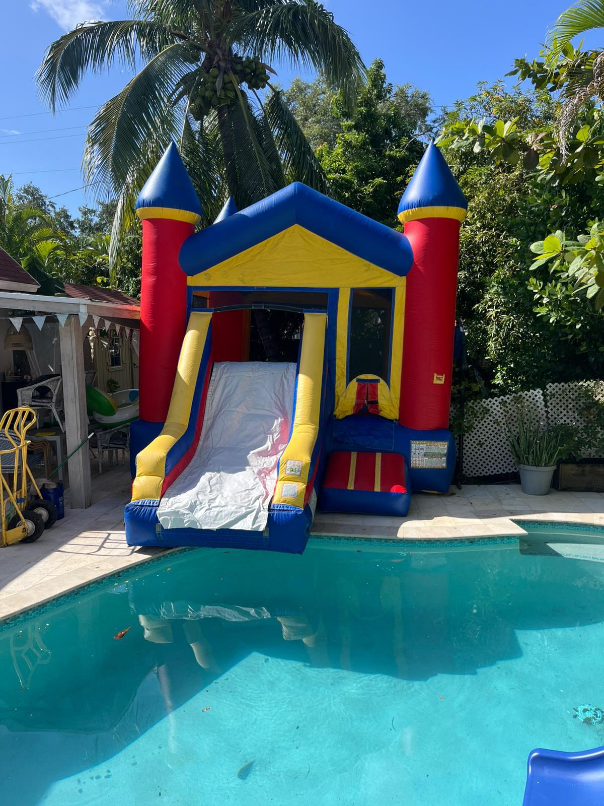 Blue Castle Bounce House Yard