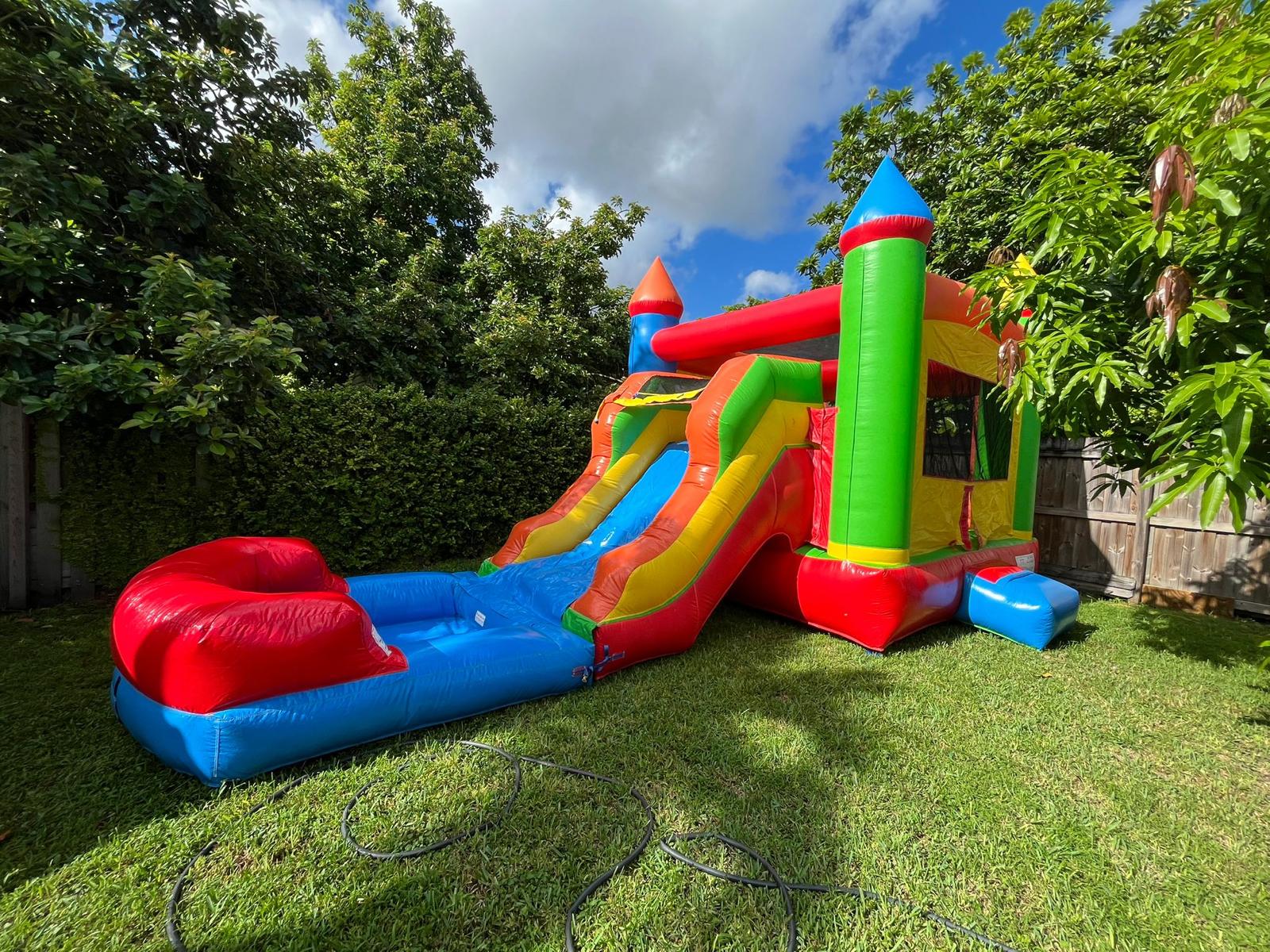 Rainbow Bounce House with Pool