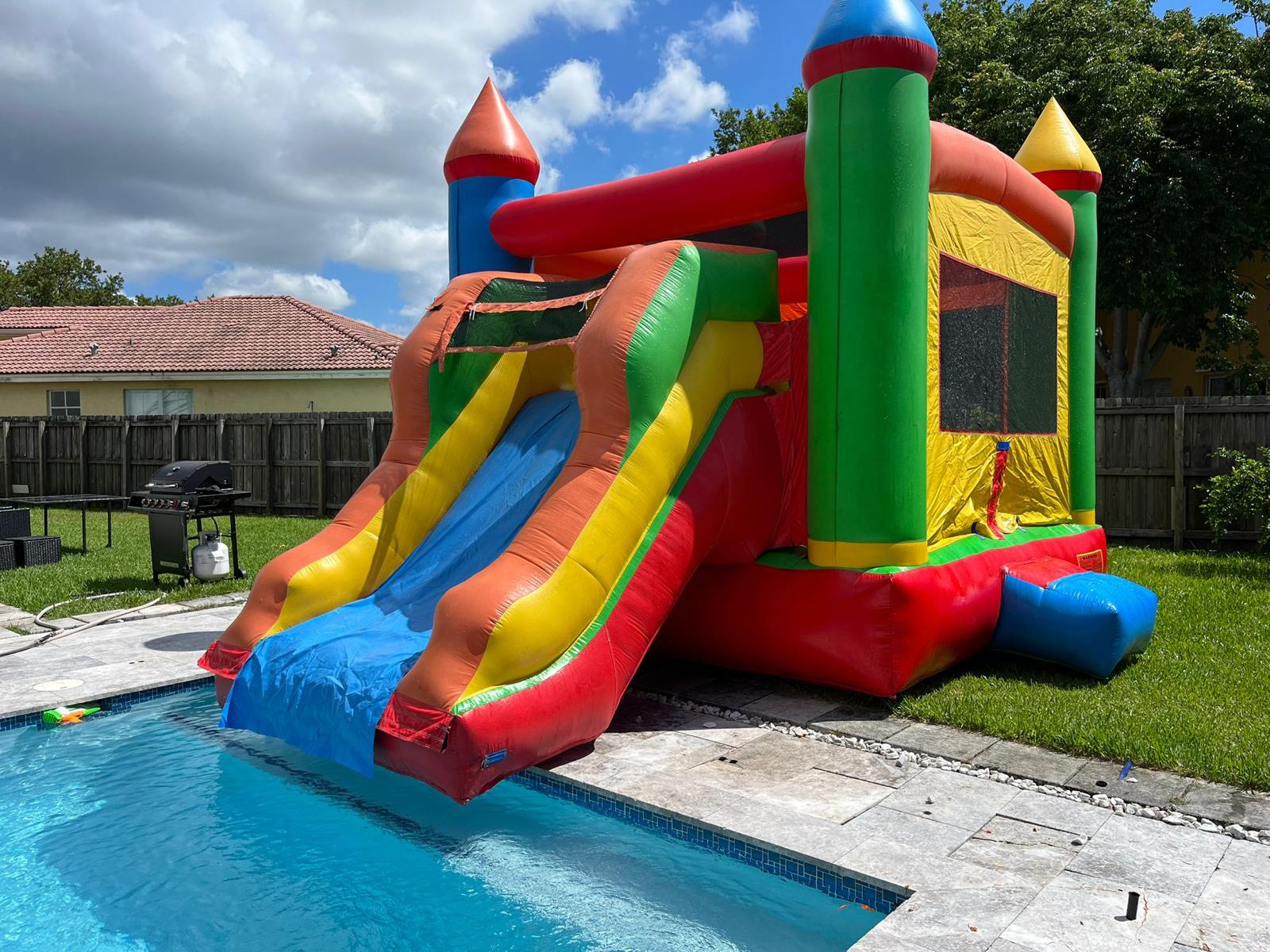 Rainbow Bounce House Yard